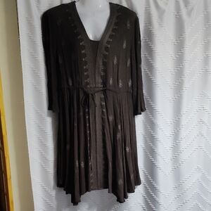 Indigo Soul Olive Green Embroidered Dress Size L